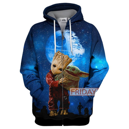 Unifinz SW Groot T-shirt SW Groot And Baby Yoda All Over Print T-shirt Amazing SW Hoodie Sweater Tank 2026