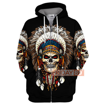 Unifinz Native American Hoodie Native American Skull War Bonnets Headdresses 3D Print T-shirt Native American Shirt Sweater Tank 2026
