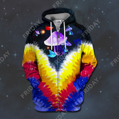 Hippie Space Shroom Tie Dye All Over Print Hoodie T-shirt