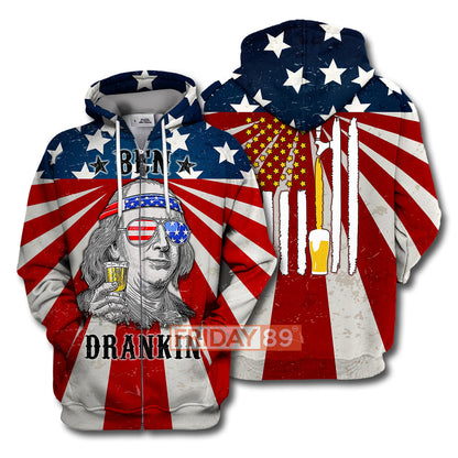Unifinz 4th Of July T-shirt 4th Of July Ben Dranking American Beer Flag T-shirt Amazing 4th Of July Hoodie Sweater Tank 2026