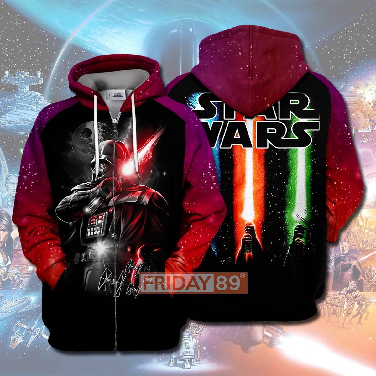 Unifinz SW T-shirt SW Dark Lord D.Vader Lightsaber All Over PRINT T-shirt Awesome SW Hoodie Sweater Tank 2026