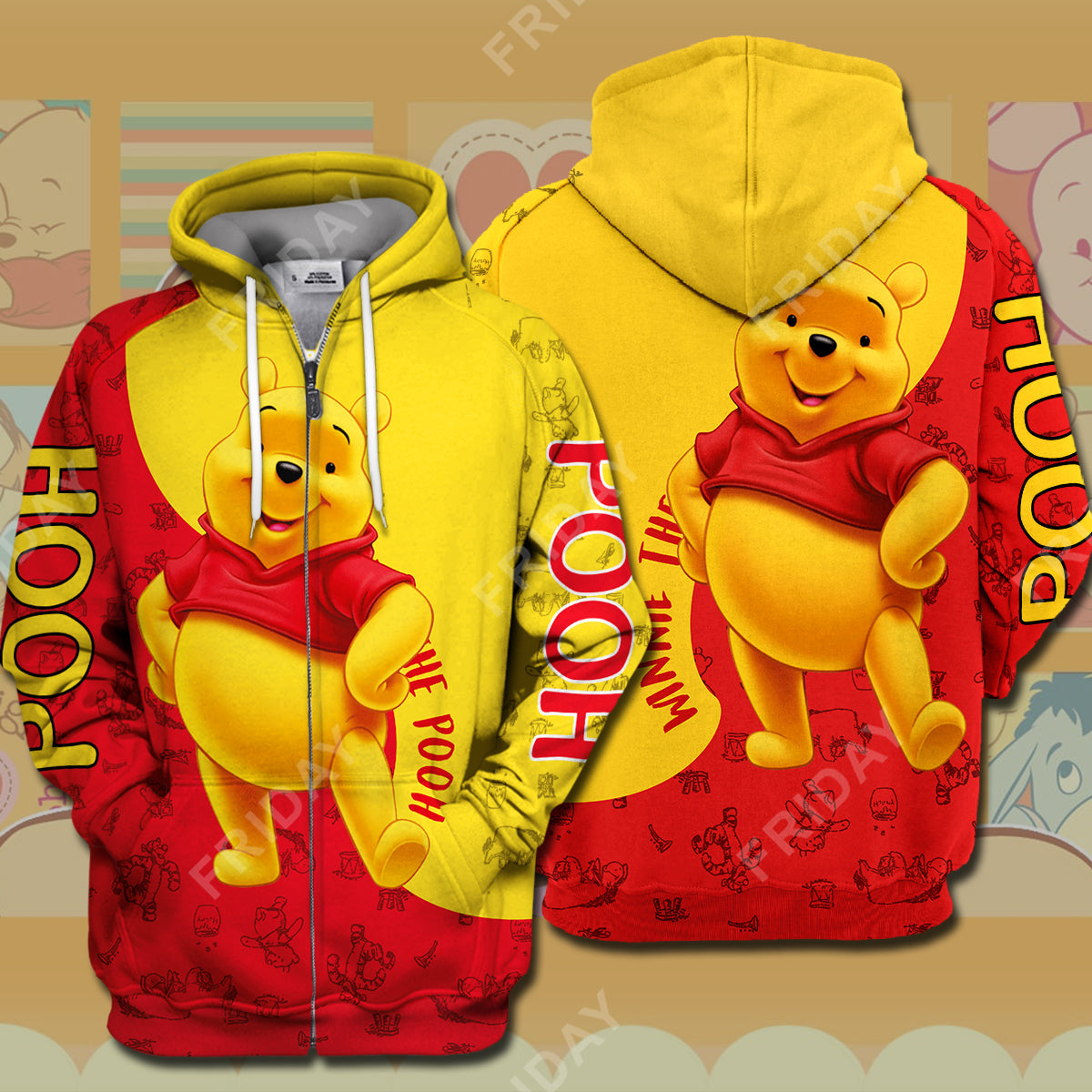 Unifinz DN WTP T-shirt Pooh Red And Yellow 3D Print T-shirt Cute High Quality DN WTP Hoodie Sweater Tank 2026