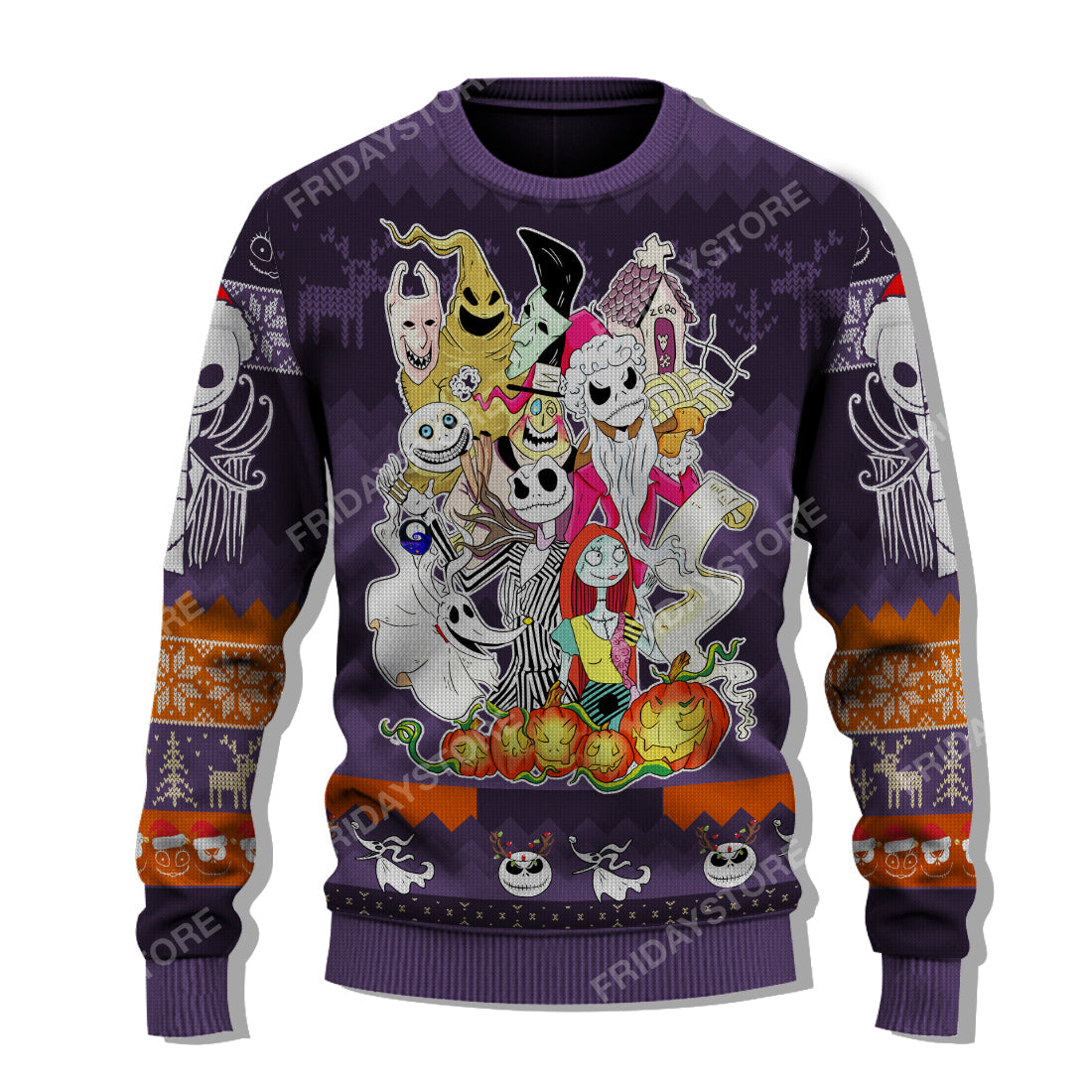 Unifinz TNBC Sweater Nightmare Jack And Friends In Christmas Sweater Cool Awesome TNBC Ugly Sweater 2023