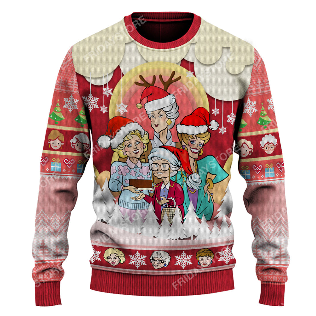 Unifinz Golden Girls Ugly Sweater Golden Girls Happy Christmas Sweater Awesome Golden Girls Christmas Sweater 2024