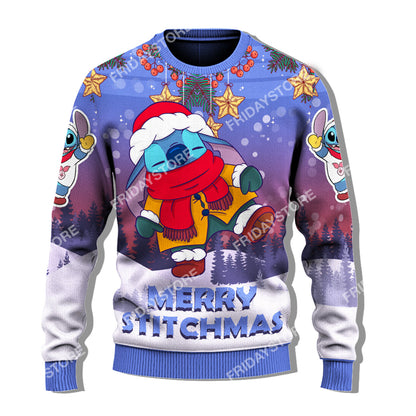 Unifinz LAS Sweater Merry Stitchmas Adorable Christmas Ugly Sweater Amazing Cute DN Stitch Christmas Sweater 2024