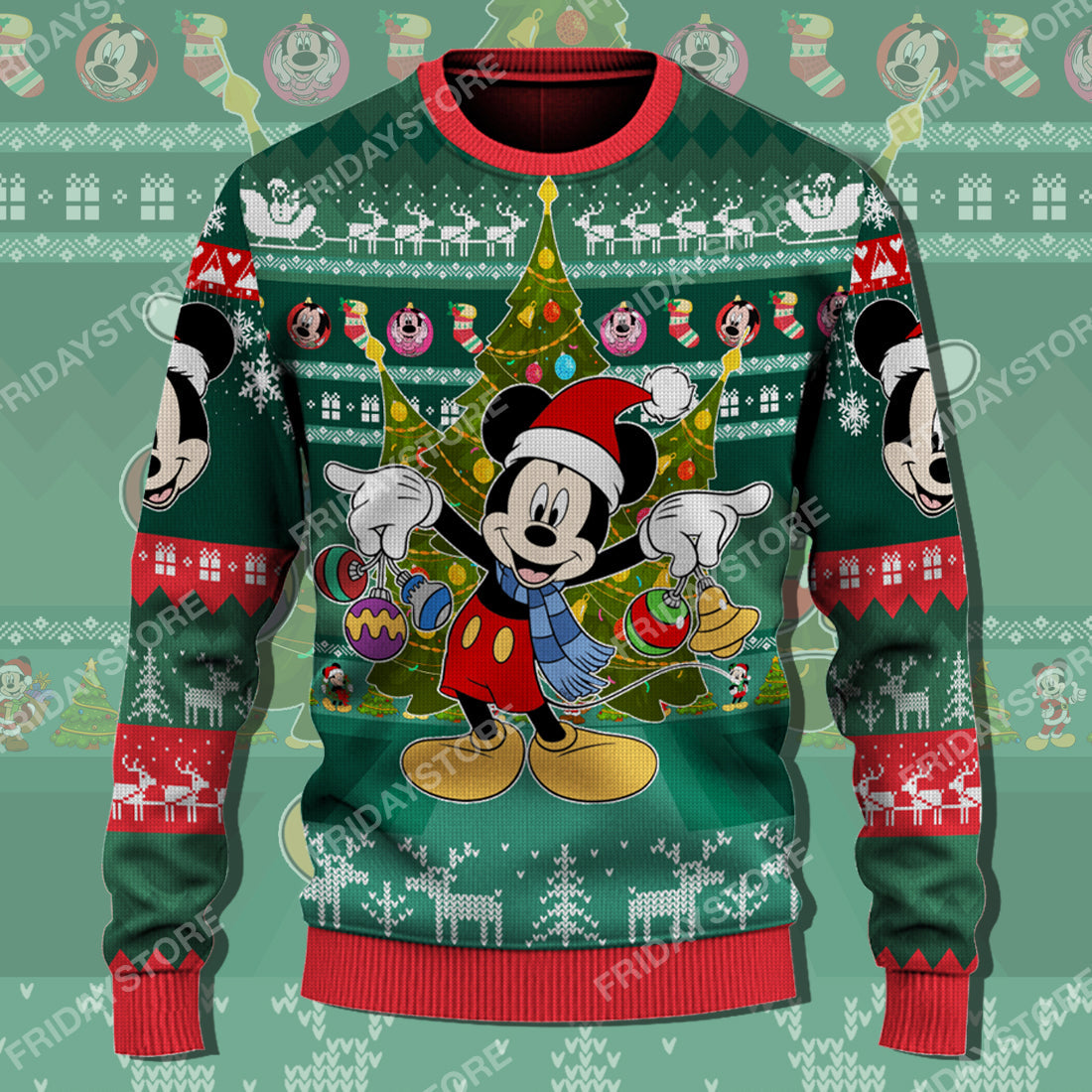 Unifinz DN Sweater Happy Mouse With Christmas Tree Christmas Sweater M