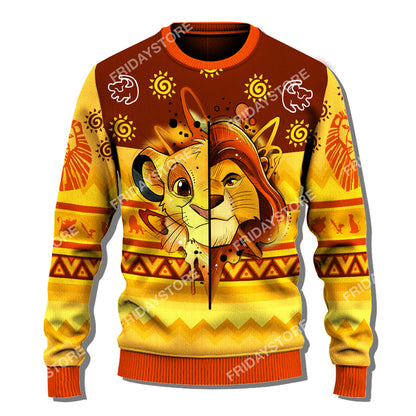 Unifinz LK Sweater Half Lion Christmas Ugly Sweater Amazing High Quality LK Simba Ugly Sweater 2024