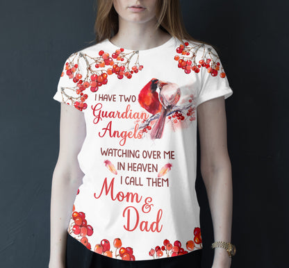 Memorial All Over T-Shirt Guardian Angels Watching Over Me For Loss Mom Dad Tshirt M630