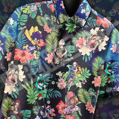  My Hero Academia Hawaiian Shirt Boku No Hero Academia Characters Tropical Pattern Blue Hawaii Aloha Shirt