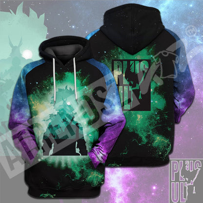  My Hero Academia T-shirt Midoriya Izuku Silhouette Plus Ultra Green Galaxy T-shirt Hoodie Adult Full Print