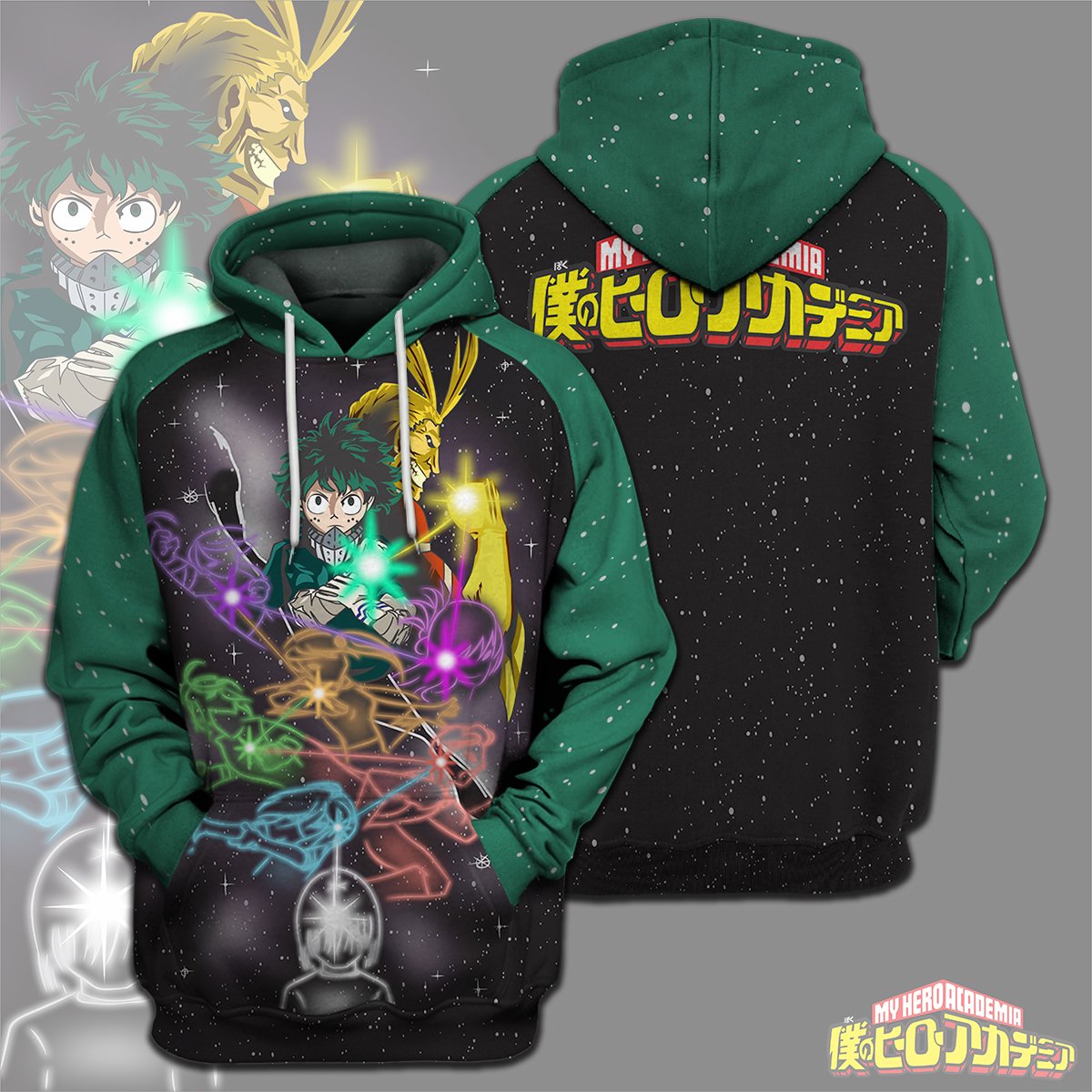  My Hero Academia T-shirt Midoriya Izuku Star Constellations My Hero Academia Logo T-shirt Hoodie Adult Full Print