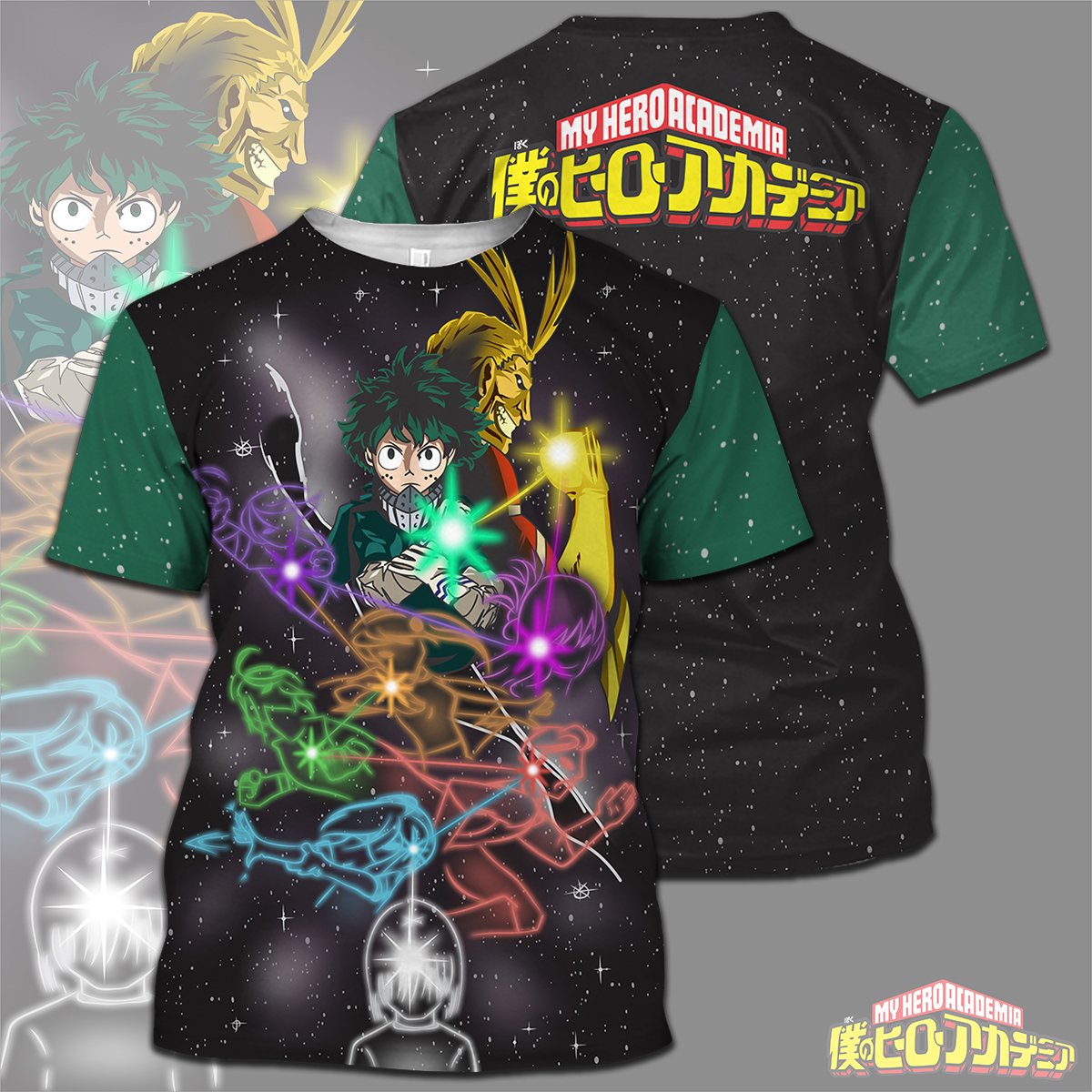  My Hero Academia T-shirt Midoriya Izuku Star Constellations My Hero Academia Logo T-shirt Hoodie Adult Full Print