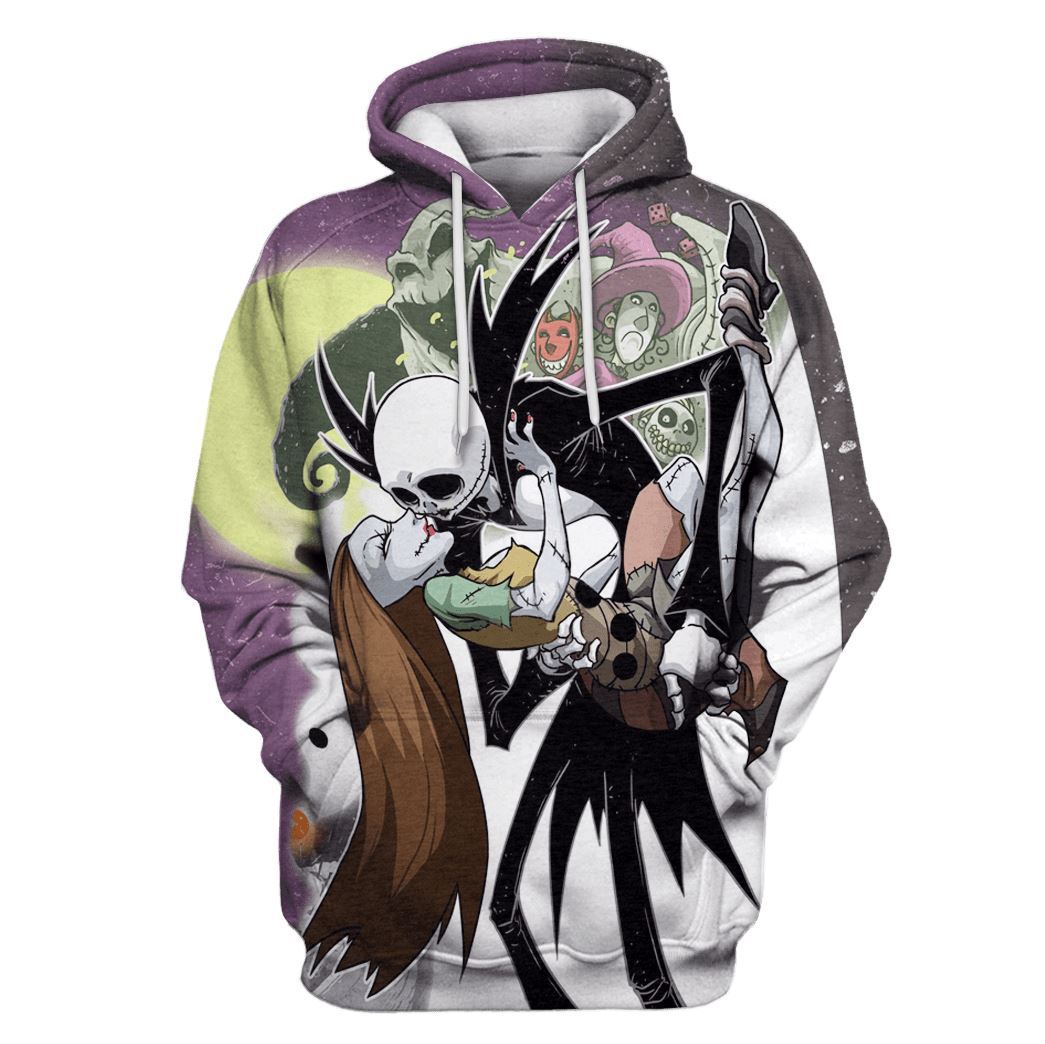  Nightmare Before Christmas Hoodie Jack Skellington Kiss Sally Hoodie Unisex Full Print