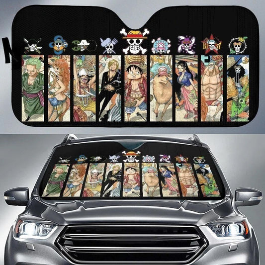  One Piece Car Sun Shades One Piece Crew Symbols Windshield Sun Shade