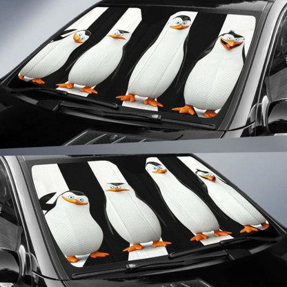 DN Car Sun Shade Penguins Of Madagascar Black White Windshield Sun Shade