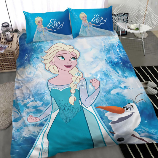 Frozen Bedding Set Elsa And Olaf Graphic Duvet Covers Blue Unique Gift