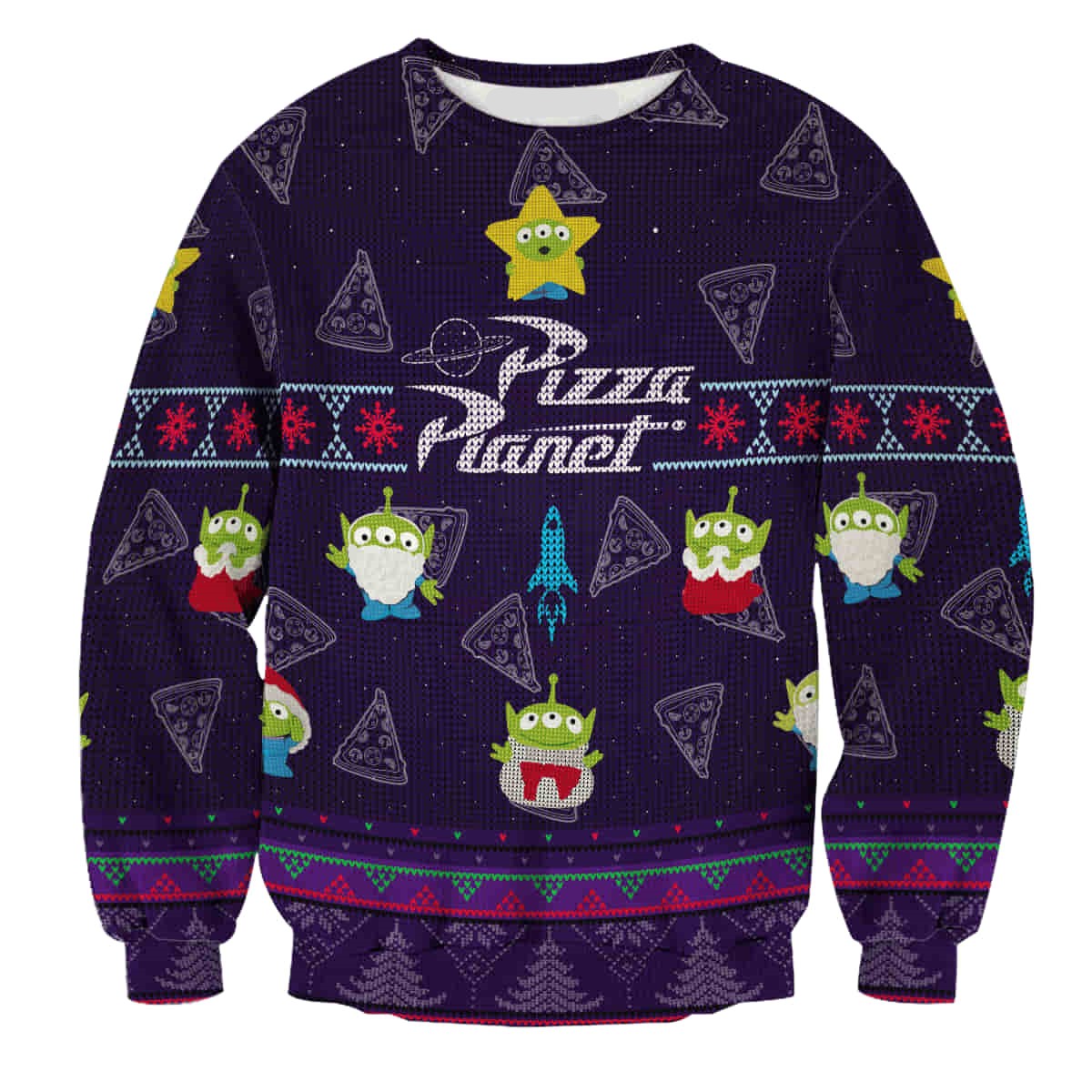 Toy Story Sweatshirt Pizza Planet Christmas Pattern Sweatshirt Black Unisex