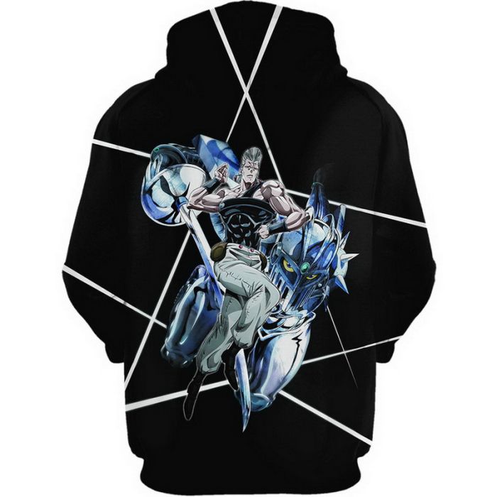 JoJos Bizarre Adventure Hoodie Polnareff And His Stand Graphic Hoodie Black Unisex