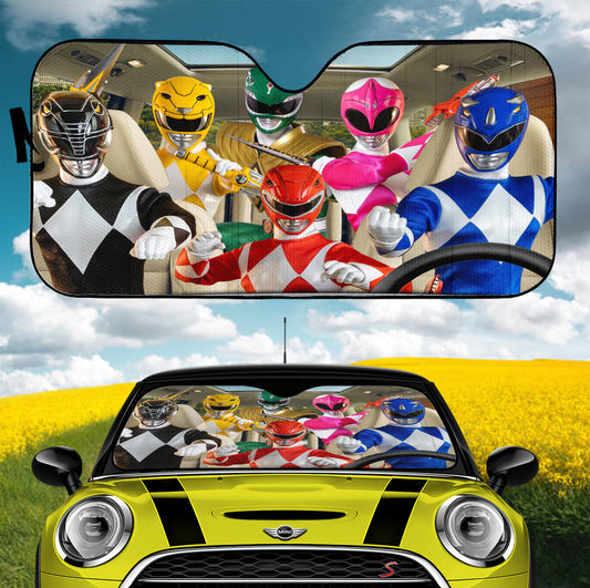 Power Ranger Car Sun Shade Power Rangers Team Driving Car Windshield Sun Shade