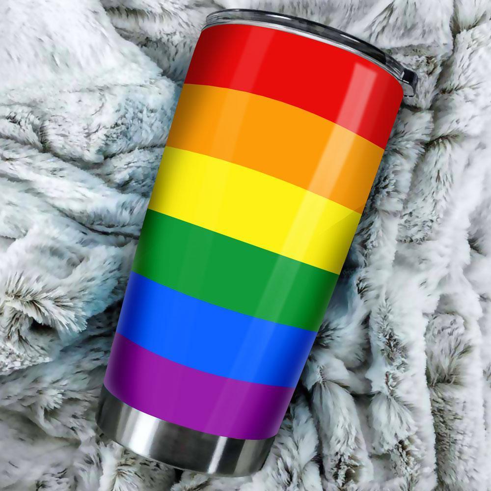 Unifinz LGBT Pride Tumbler 20 oz Pride Month LGBT Rainbow Color Striped Tumbler LGBT Tumbler Cup 2022