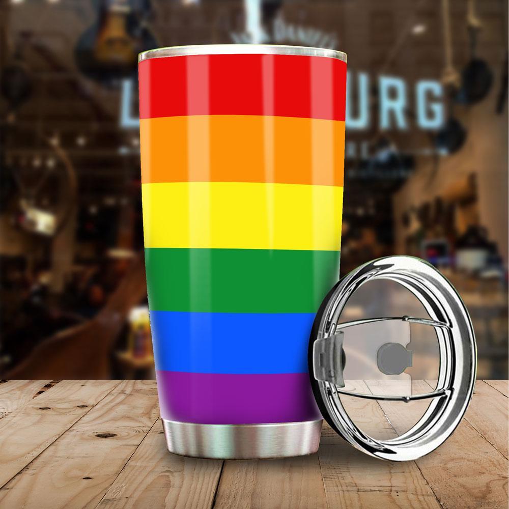 Unifinz LGBT Pride Tumbler 20 oz Pride Month LGBT Rainbow Color Striped Tumbler LGBT Tumbler Cup 2022