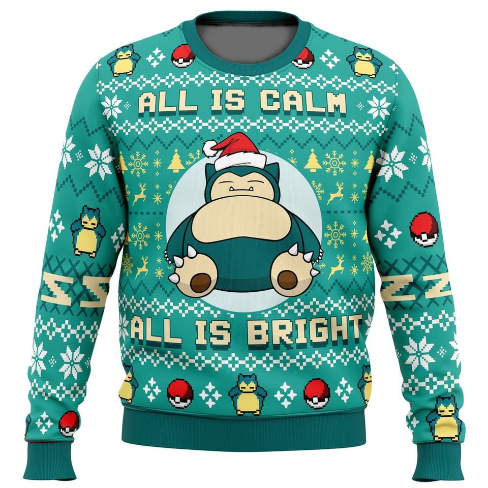 PKM Sweatshirt All Is Calm All Is Bright Snorlax Sweatshirt Green Unisex