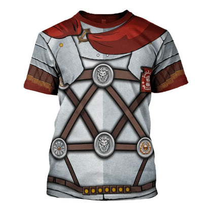 Historical Hoodie Roman Army Centurion Costume T-shirt Red Gray Unisex