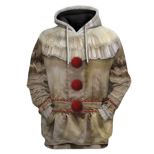 Pennywise Halloween Costume Hoodie IT Horror Character Pennywise Costume Hoodie Colorful Unisex Adults