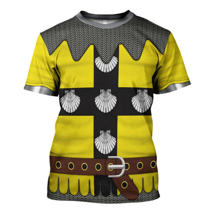 Historical Hoodie Jean III De Grailly Costume T-shirt Yellow Gray Unisex