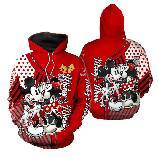 DN MK Hoodie MK And Minnie Kissing Hoodie Red White Unisex