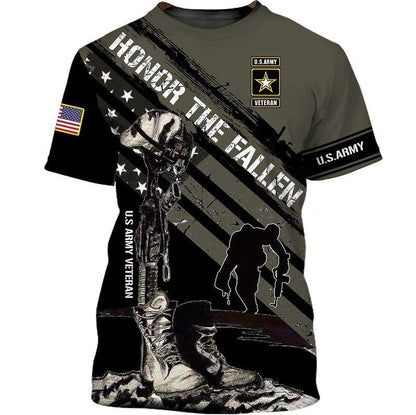 Unifinz US Army Veteran Hoodie Grey Honor The Fallen High Quality T-shirt Veteran Shirt Apparel Millitary Shirts 2022