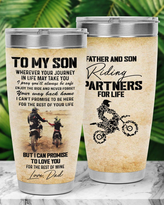 Unifinz Father's Day Tumbler 20 oz Best Gift For Dad Father And Son Riding Partner For Life Tumbler 20 oz 2022
