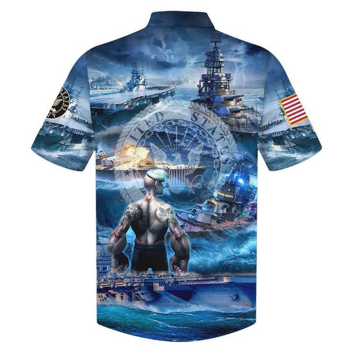 Unifinz US Navy Veteran Hawaiian Shirt Blue Full Size Adult Colorful Aloha Shirts Navy Aloha Shirt Military Hawaii Shirt 2023