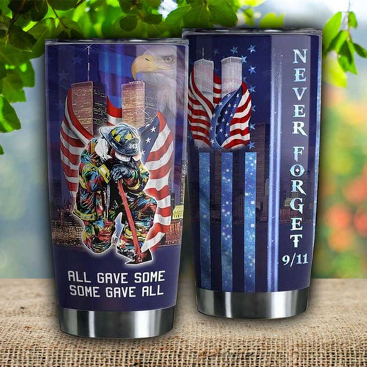 Unifinz Patriot Day Tumbler 20 Oz Firefighter All Gave Some Some Gave All Twin Tower Blue Tumbler Patriot Day Tumbler Cup 2023