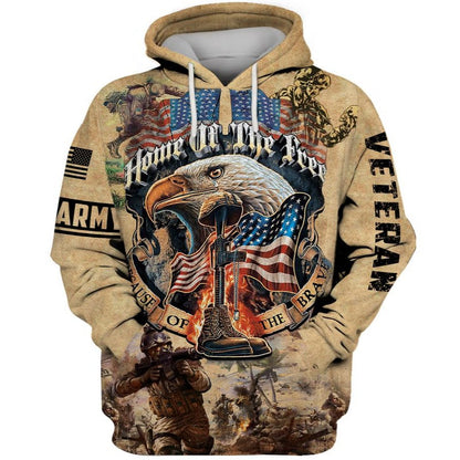 Veteran Hoodie Army Veteran Home Of The Free Because Of The Brave Bald Eagle Falen Soldier T-shirt Veteran Shirt