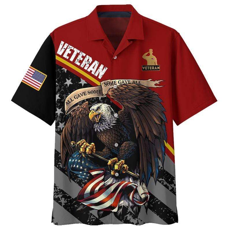 Unifinz Veteran Hawaii Shirt Eagle Red Hawaii Shirt Cool Veteran Aloha Shirt Veteran Apparel2022
