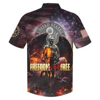Unifinz Veteran Memorial Hawaii Shirt Freedom Is Not Free Hawaiian Shirt Veteran Aloha Shirts Father Day Gifts Military Shirt 2023