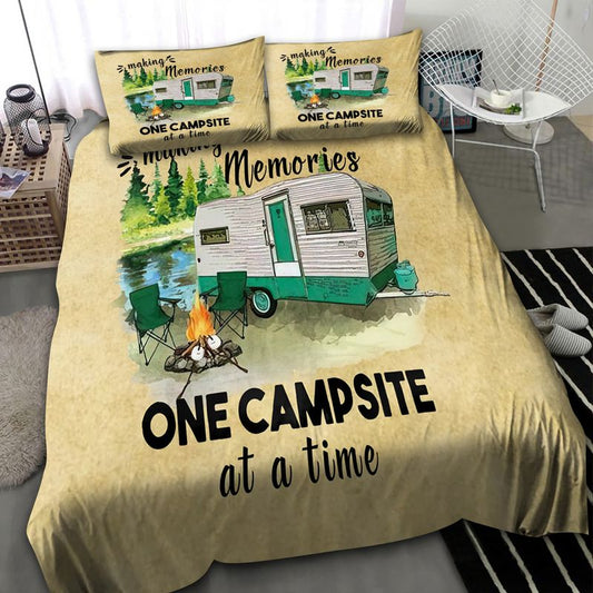 Camping Bedding Set Making Memmories One Campsite At A Time Duvet Covers Yellow Unique Gift