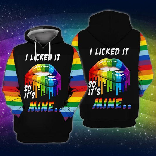 Unifinz LGBT Hoodie I Licked It So It Mine Rainbow Lips Hoodie LGBT Hoodie LGBT Apparel 2022