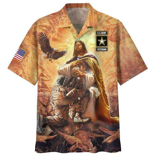 Unifinz Veteran Hawaii Shirt Jesus save Hawaii Shirt Veteran Aloha Shirt Military Hawaiian Shirt 2022