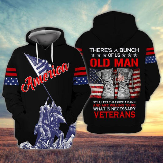 Veteran Shirt There's A Bunch Of Us Old Man America Black Hoodie Veteran Hoodie