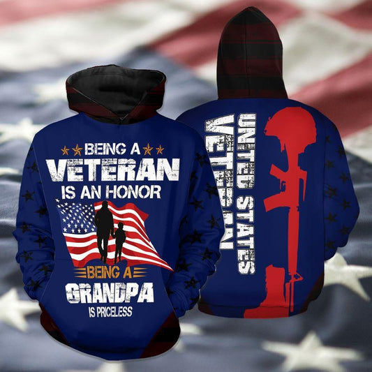 Unifinz US Veteran Grandpa Hoodie Being A Veteran Being A Grandpa 3D Hoodie Veteran Apparel Gift For Grandpa 2022