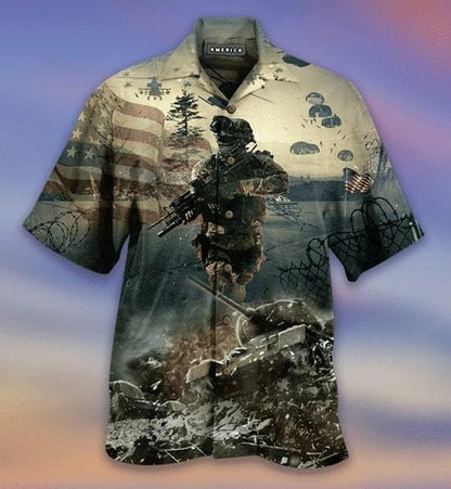 Unifinz Veteran Day Hawaiian Shirt Soldier Tank Aloha Shirt Veteran Aloha Shirt Military Hawaii Shirt 2023