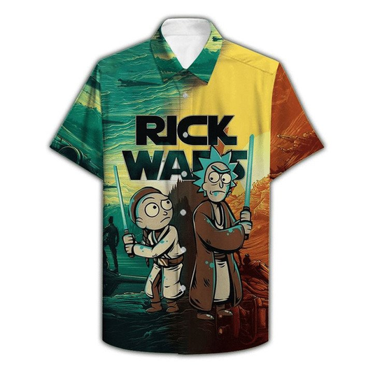 Rick and Morty Hawaii Shirt Rick Wars Graphic Aloha Shirt Colorful Unisex Adults New Release