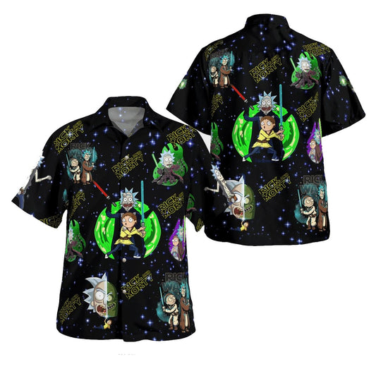 Rick and Morty Hawaii Shirt Rick And Morty Cross Over SW Aloha Shirt Colorful Unisex Adults New Release