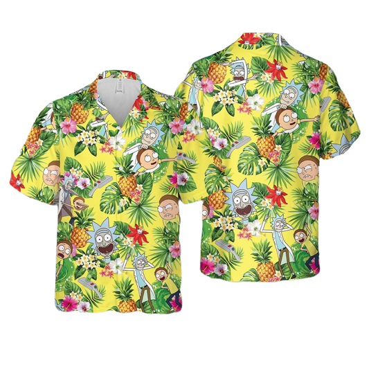 Rick and Morty Hawaii Shirt Rick And Morty Tropical Pineapple Aloha Shirt Colorful Unisex Adults New Release