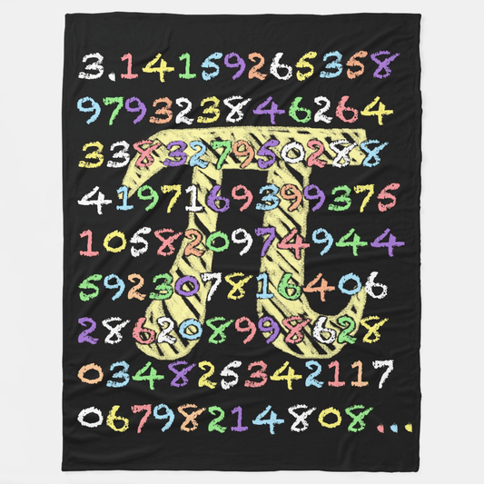 Pi Blanket Colorful Chalkboard Pi Value Number Blanket Black
