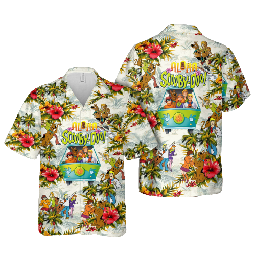 Unifinz Scooby-Doo Hawaiian Shirt Aloha Scooby-Doo Tropical Flower Hawaii Shirt Cute Scooby-Doo Aloha Shirt 2023