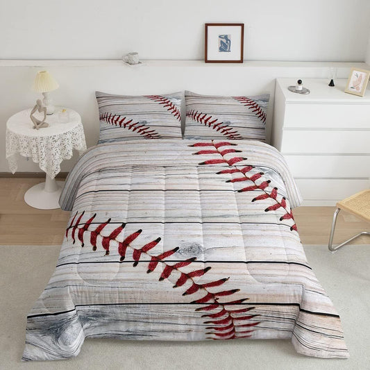 Baseball Bedding Set Baseball Stitckes Pattern Duvet Covers Gray Unique Gift