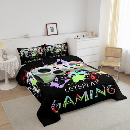 Game Bedding Set Let's Play Gaming Console Duvet Covers Colorful Unique Gift